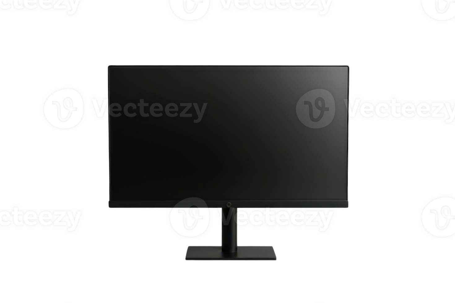 Modern black computer monitor with a sleek design, isolated on a transparent background. perfect for office or home workspace setups. png