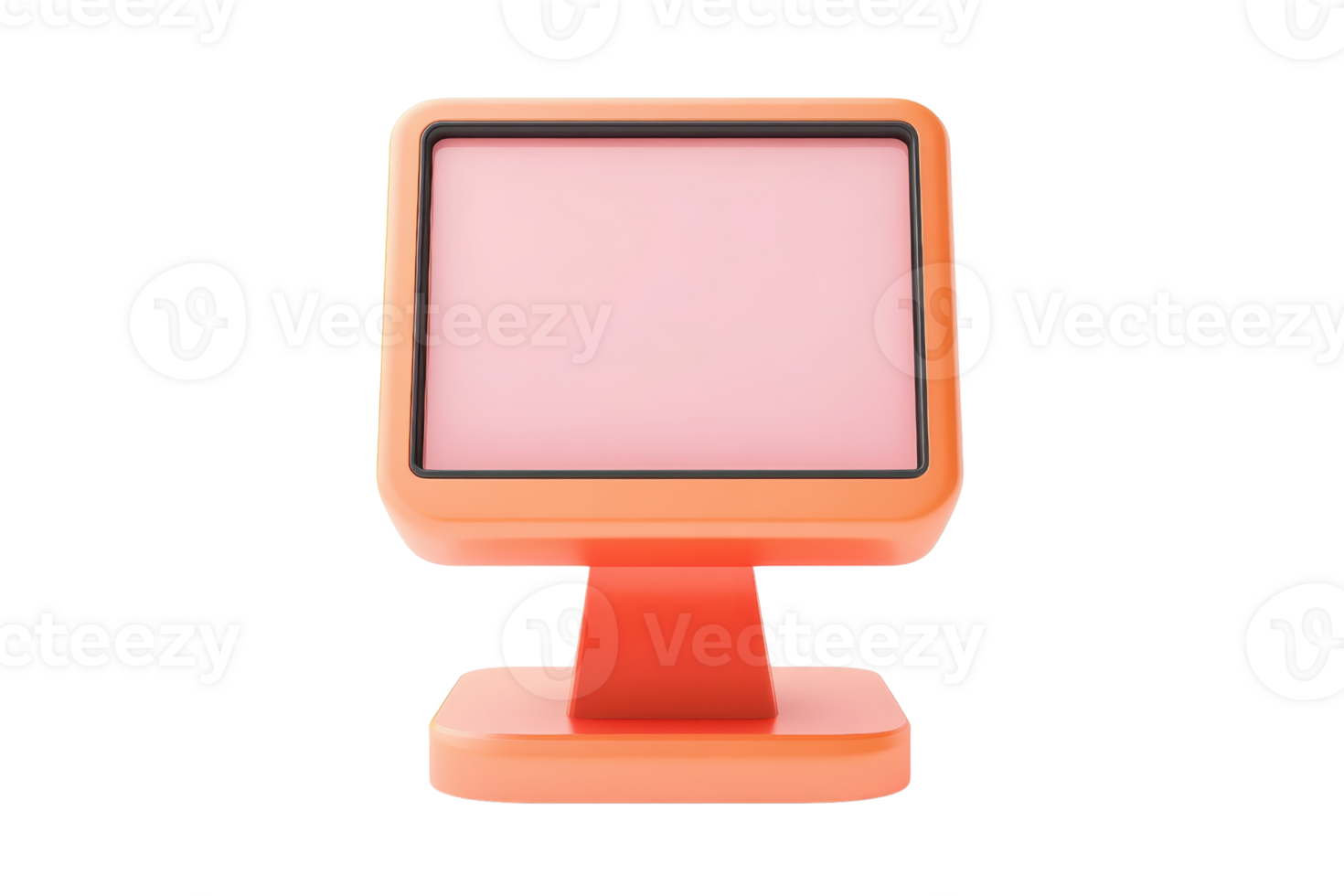 Modern pink and orange computer monitor isolated on transparent background. Minimalist design, ideal for tech-related projects and presentations. png