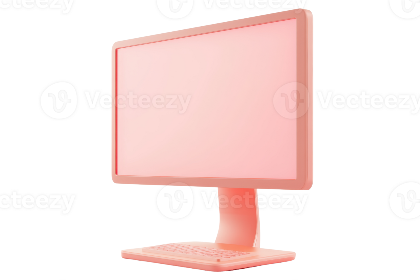 Modern pink computer monitor isolated on transparent background. perfect for tech and design projects. png