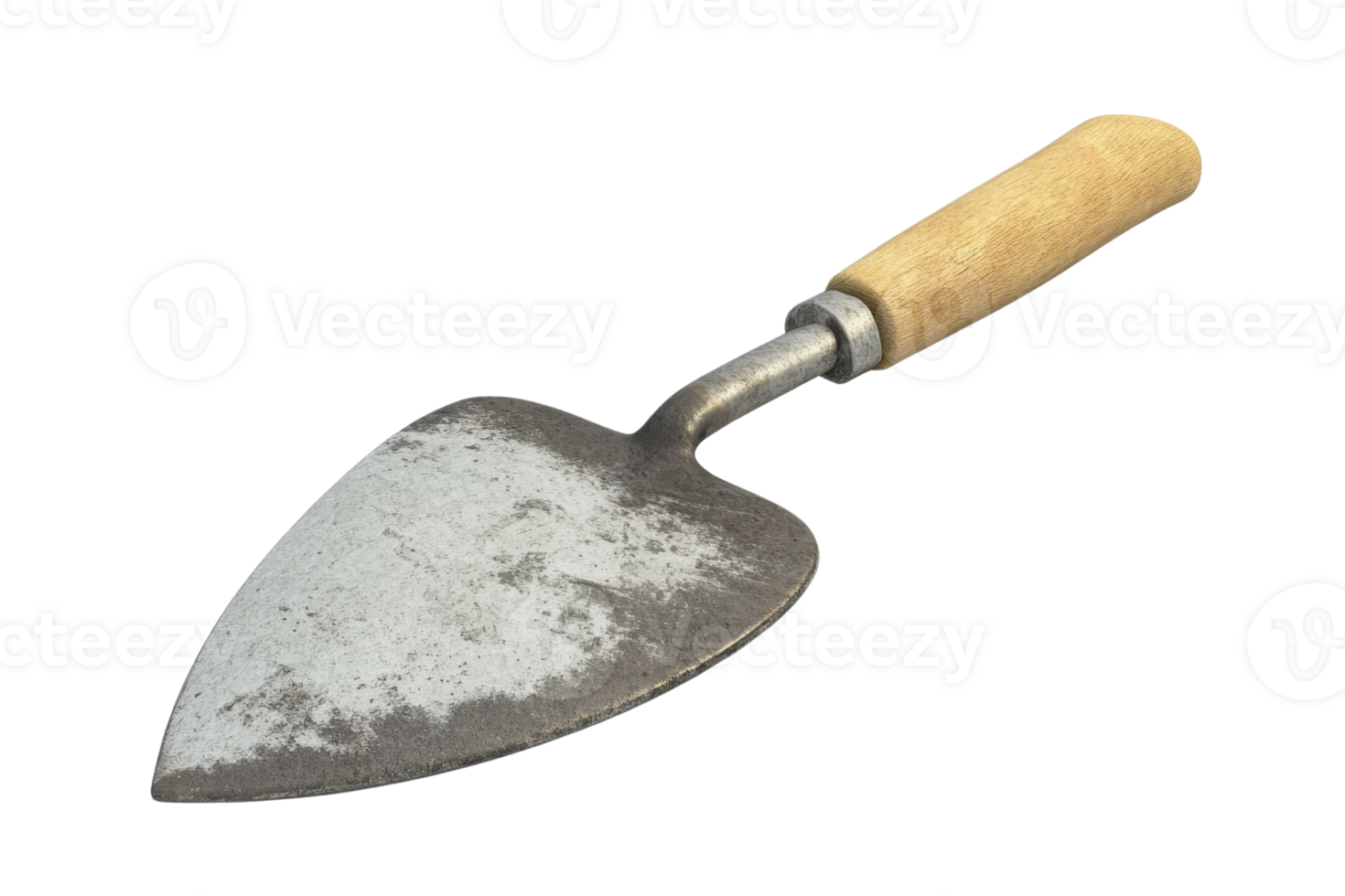 Rustic garden trowel with a wooden handle isolated on transparent background. Perfect for gardening, landscaping, and DIY projects. png