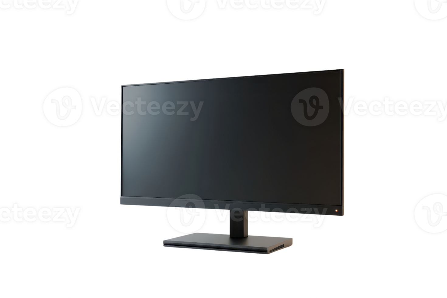 Sleek modern black computer monitor with a blank screen on a transparent background. perfect for design, office, or technology-themed projects. png