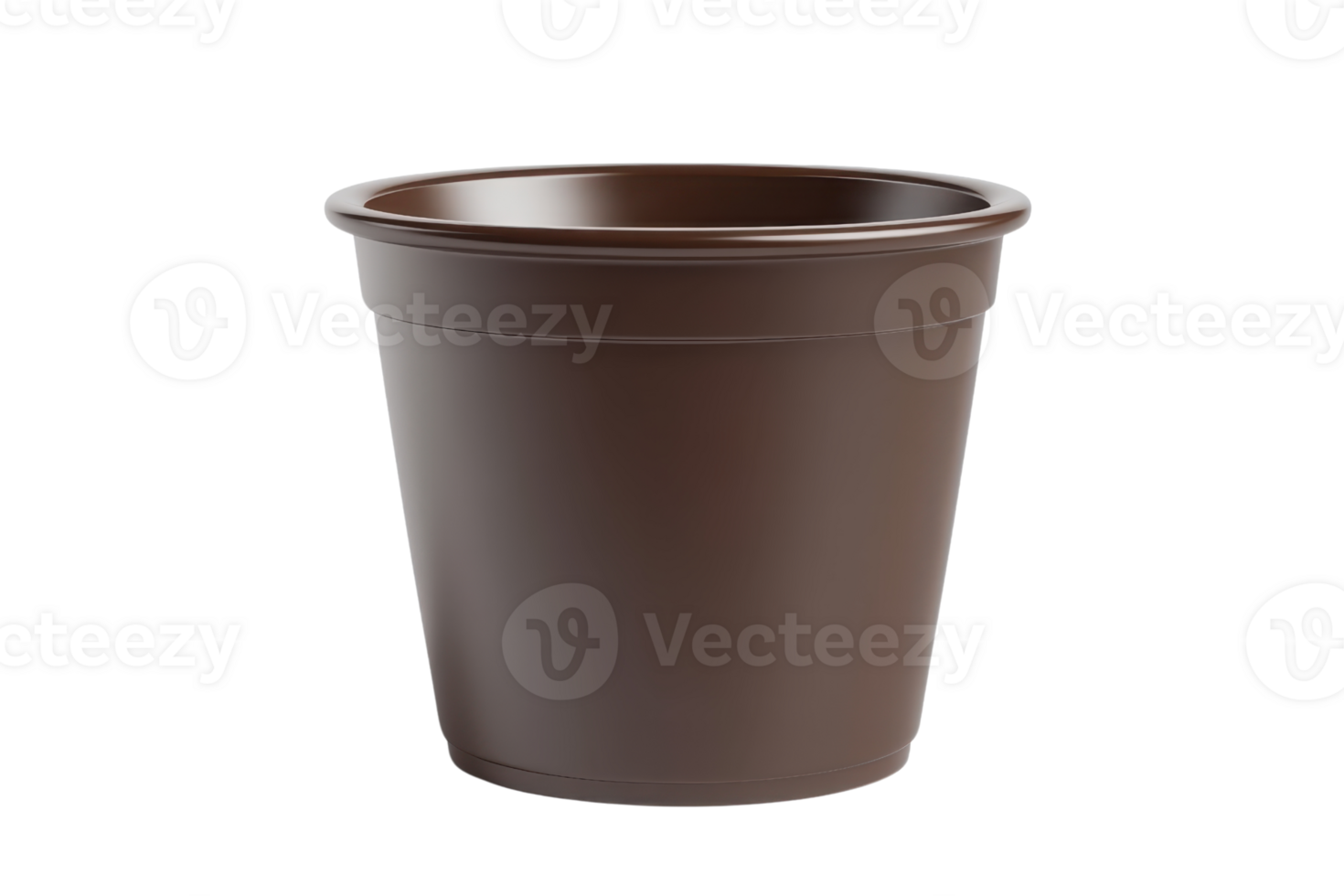 Simple brown plastic pot isolated on transparent background. perfect for home gardening, indoor plants, and DIY projects. png