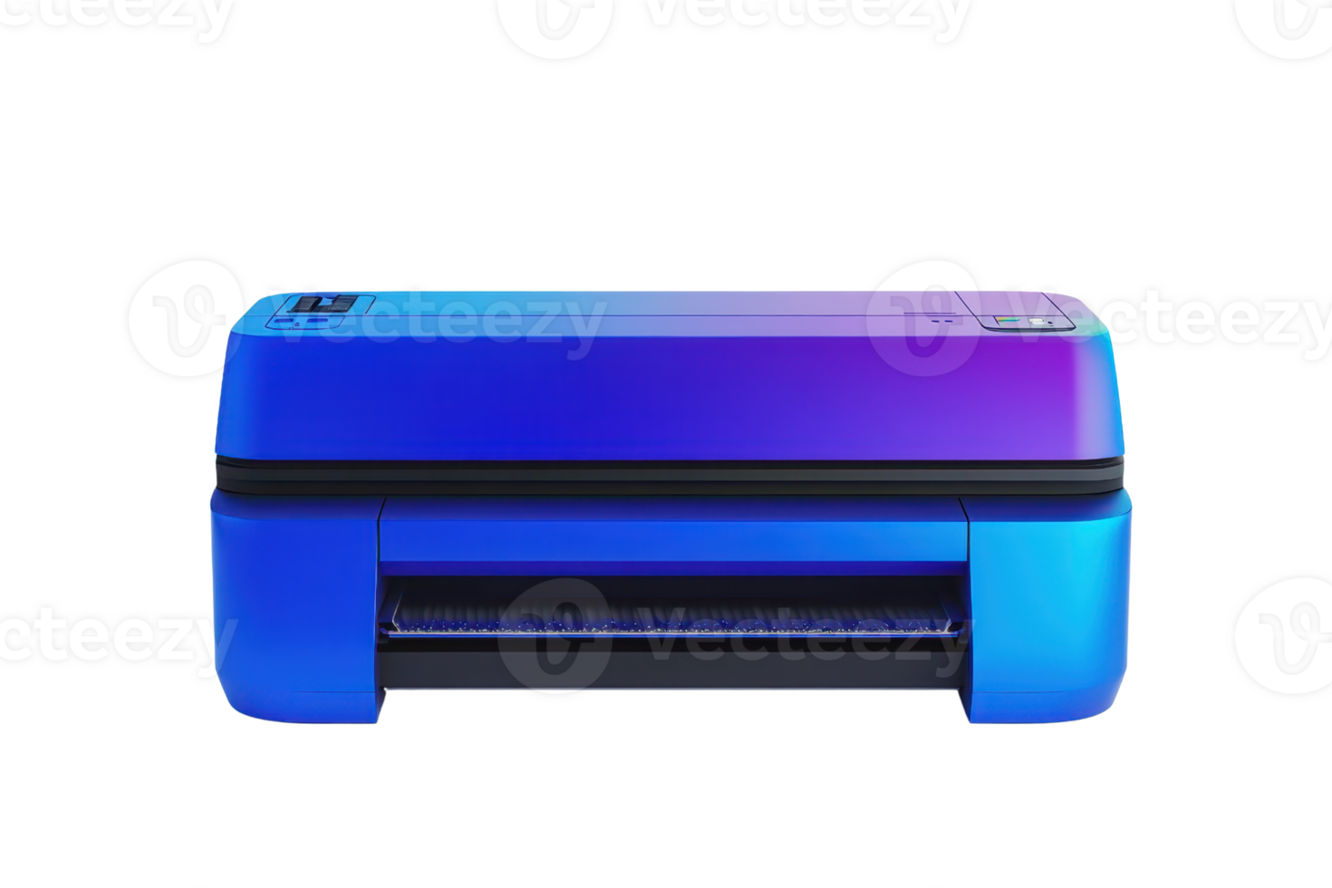 Vibrant blue gradient printer on a transparent background. showcasing modern design and technology, perfect for home or office use. png