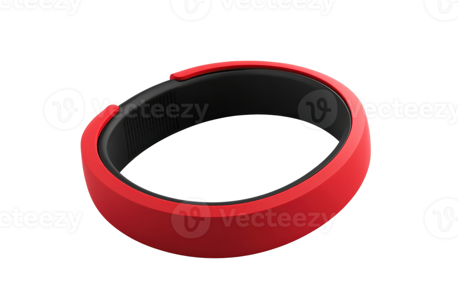Sleek red fitness tracker in close-up, showcasing minimalist design and functionality. Ideal for monitoring health and activity levels. png