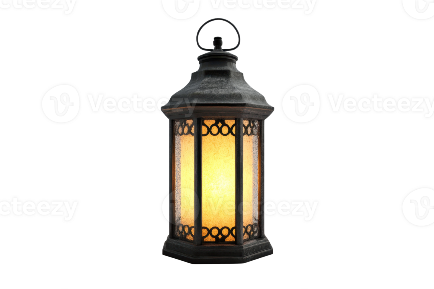 Vintage lantern glowing with warm light, isolated on transparent background. Perfect for decor and seasonal imagery. png