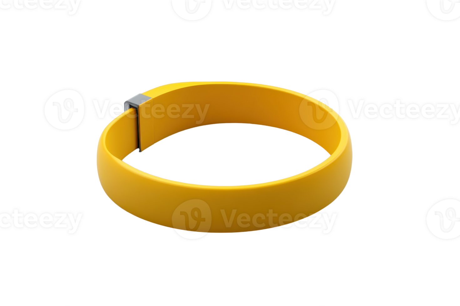 Yellow fitness tracker wristband isolated on transparent background. Modern wearable technology for health monitoring and physical activity tracking. png