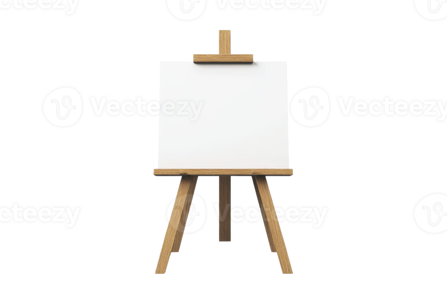 Empty wooden easel with a blank canvas, ready for artwork or design, isolated on a transparent background. png