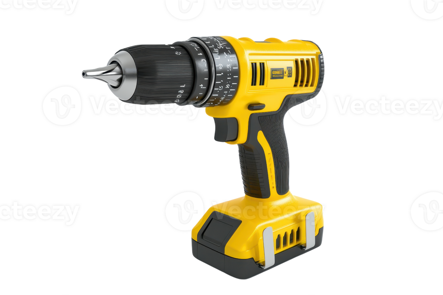 Yellow and black cordless power drill isolated on transparent background. ideal for construction and DIY projects. png