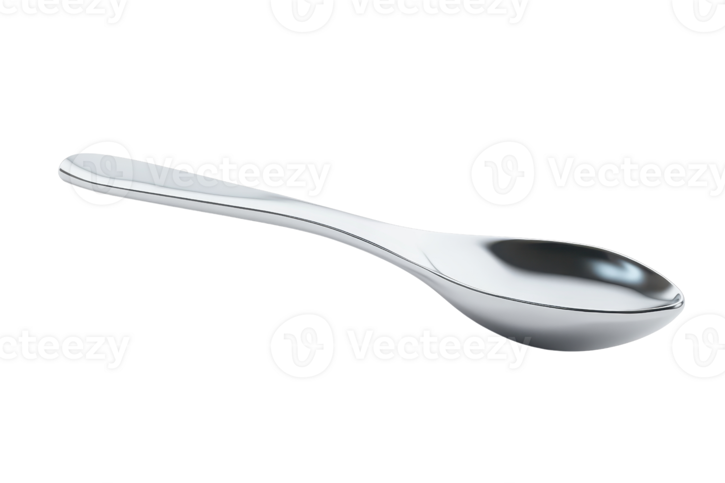 A high-quality isolated image of a clean, shiny stainless steel spoon, perfect for kitchen or culinary themes. png