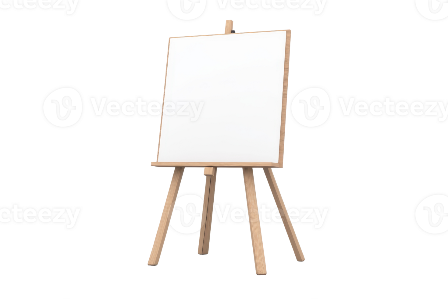 Blank wooden easel with empty canvas isolated on transparent background. ready for painting or artwork creation, clipart illustration. png