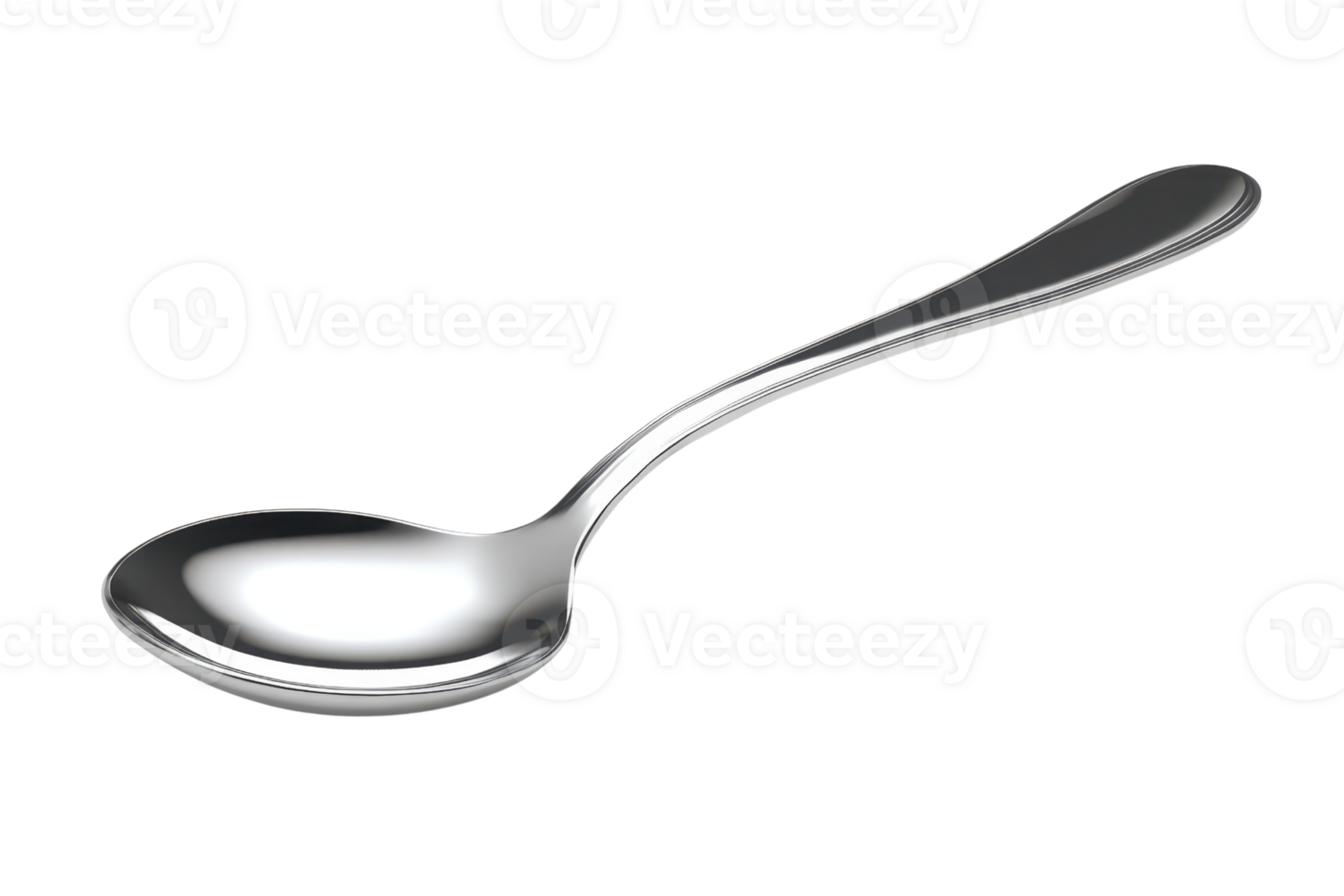 High-quality image of a shiny stainless steel spoon on a transparent background. ideal for culinary and dining-related projects or advertisements. png