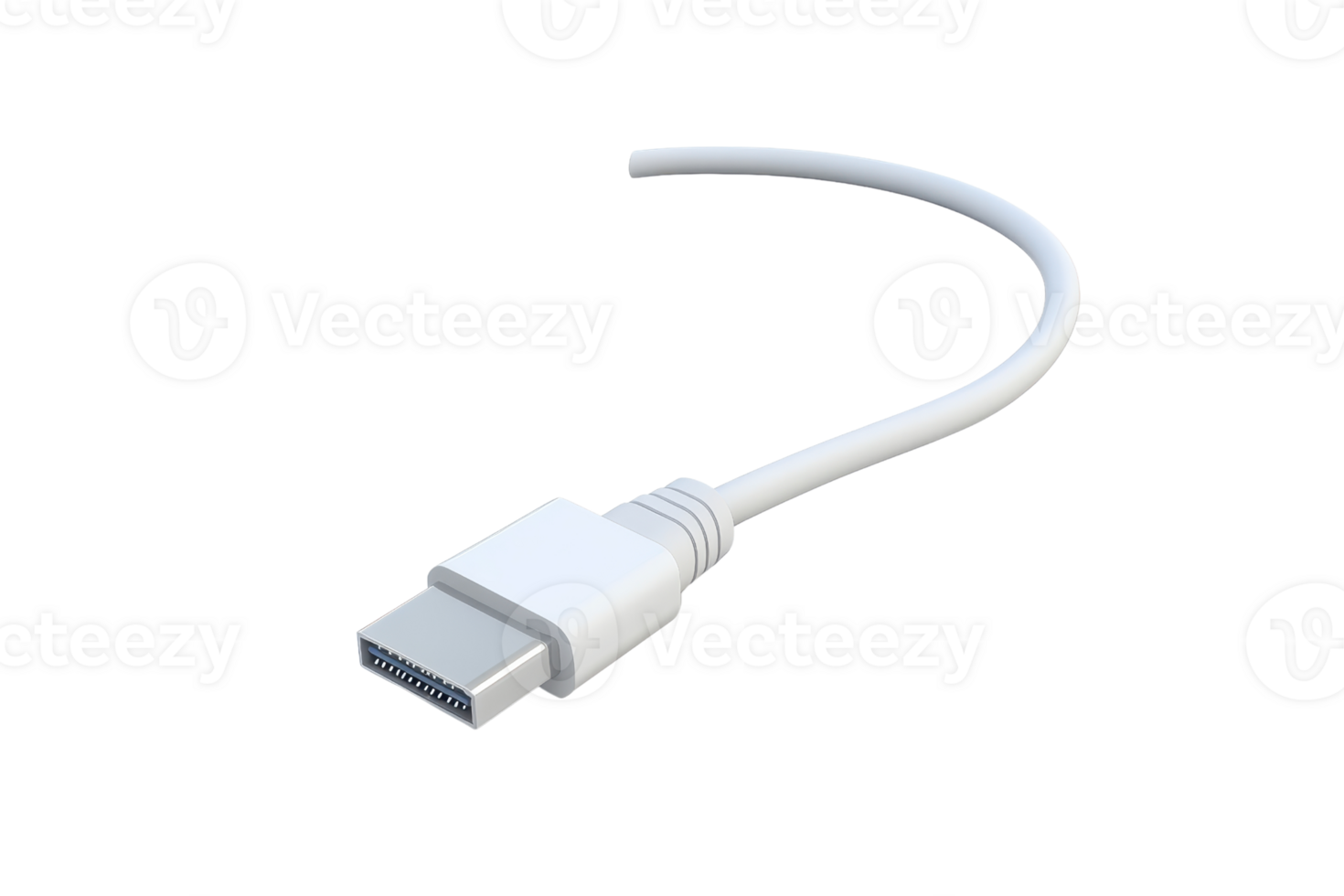 High-quality white HDMI cable for and audio transmission, isolated on transparent background. Perfect for connecting devices for seamless streaming. png