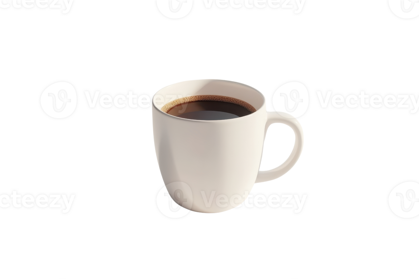 Minimalist white coffee cup with dark coffee, isolated on a transparent background. Perfect for cafes, kitchens, or design mockups. png