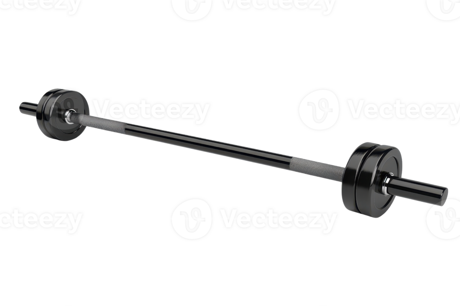 Black barbell with weights isolated on transparent background. ideal for fitness, bodybuilding, and strength training concepts. png
