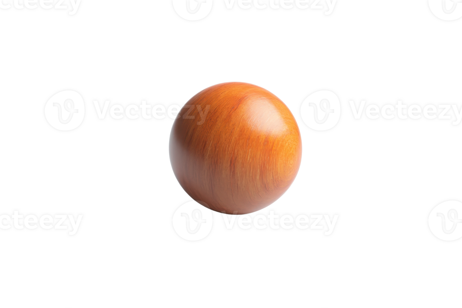 Realistic wooden ball isolated on transparent background. showing smooth texture and polished finish, perfect for design projects or educational purposes. png