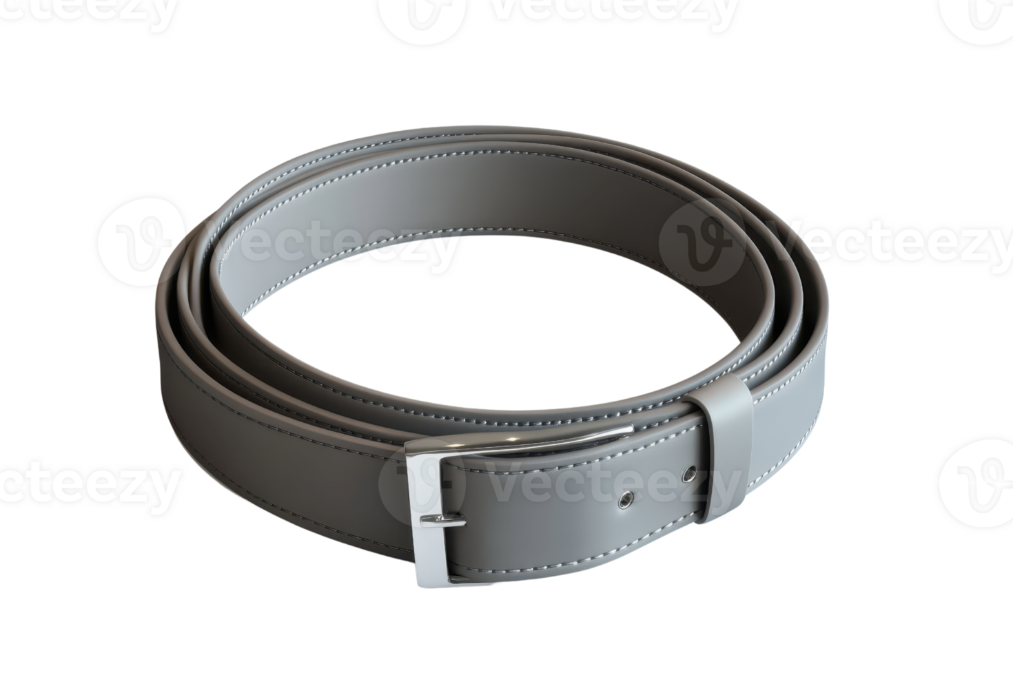 Elegant gray leather belt with silver buckle, perfect for a stylish and sophisticated look in both casual and formal attire. png