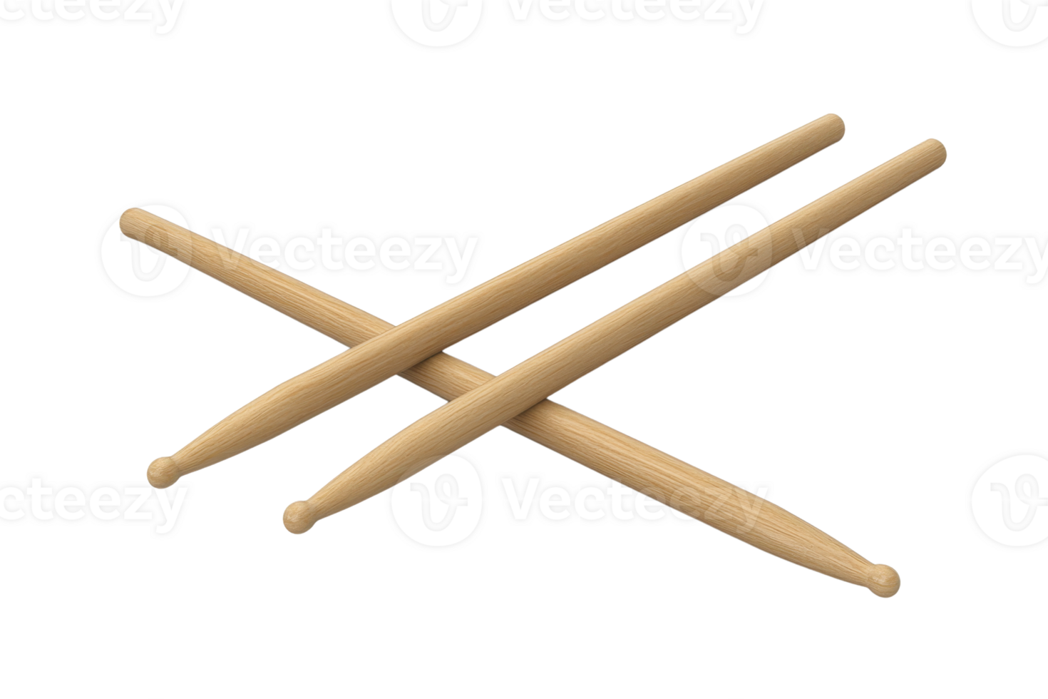 Pair of wooden drumsticks crossed against a transparent background. Perfect for musicians, drummers, and percussion enthusiasts. High-quality image. png