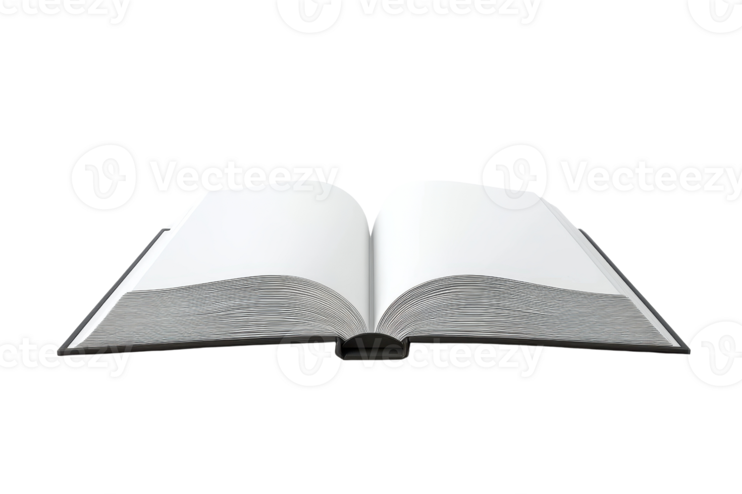 Open book with blank white pages isolated on a transparent background. Perfect for educational or literary themes. png