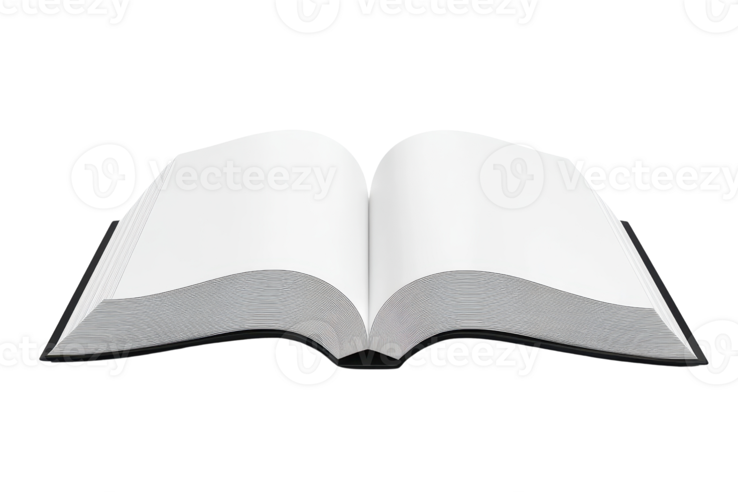 Open blank book with white pages isolated on transparent background. Perfect for presentations, illustrations, and design projects. png