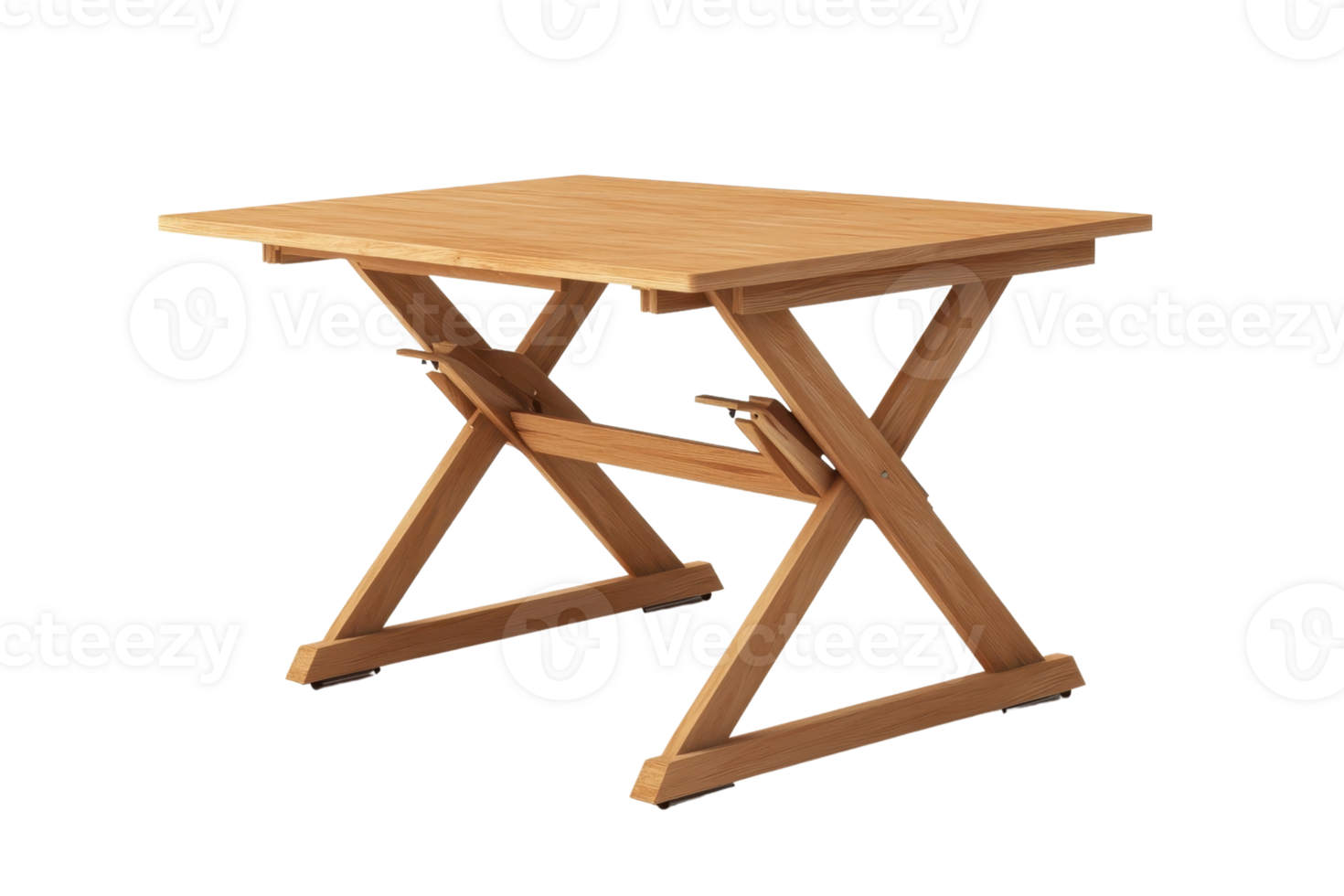 Modern wooden table with a unique, double-X leg design. Perfect for dining or workspace. High-quality craftsmanship and durable wood. png
