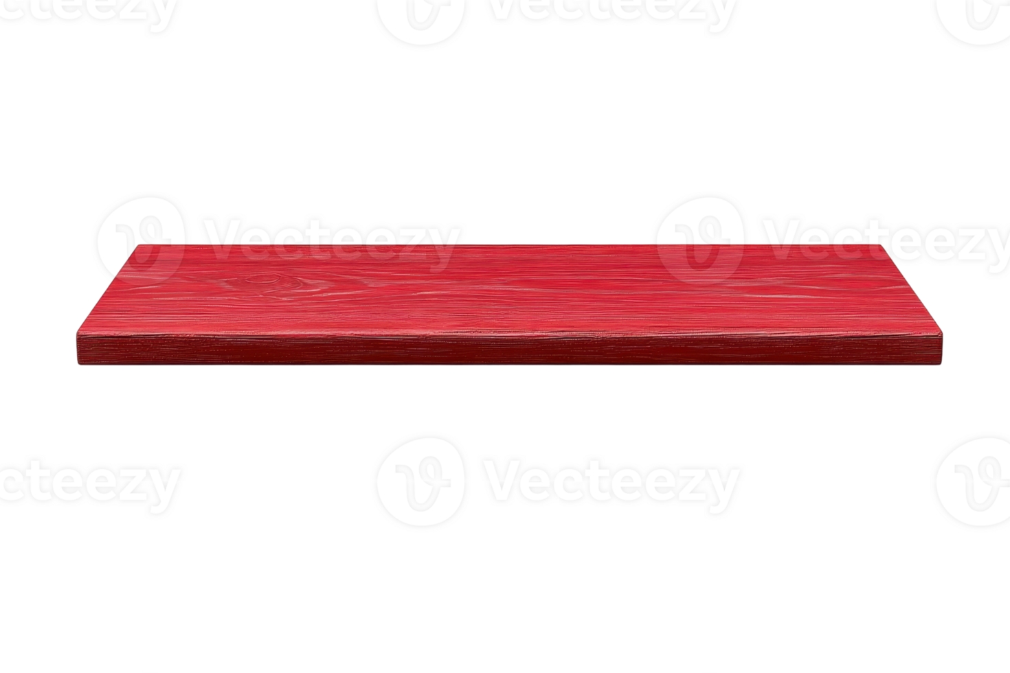 Red wooden shelf plank isolated on transparent background. perfect for showcasing products or items in minimalist interior design settings. png