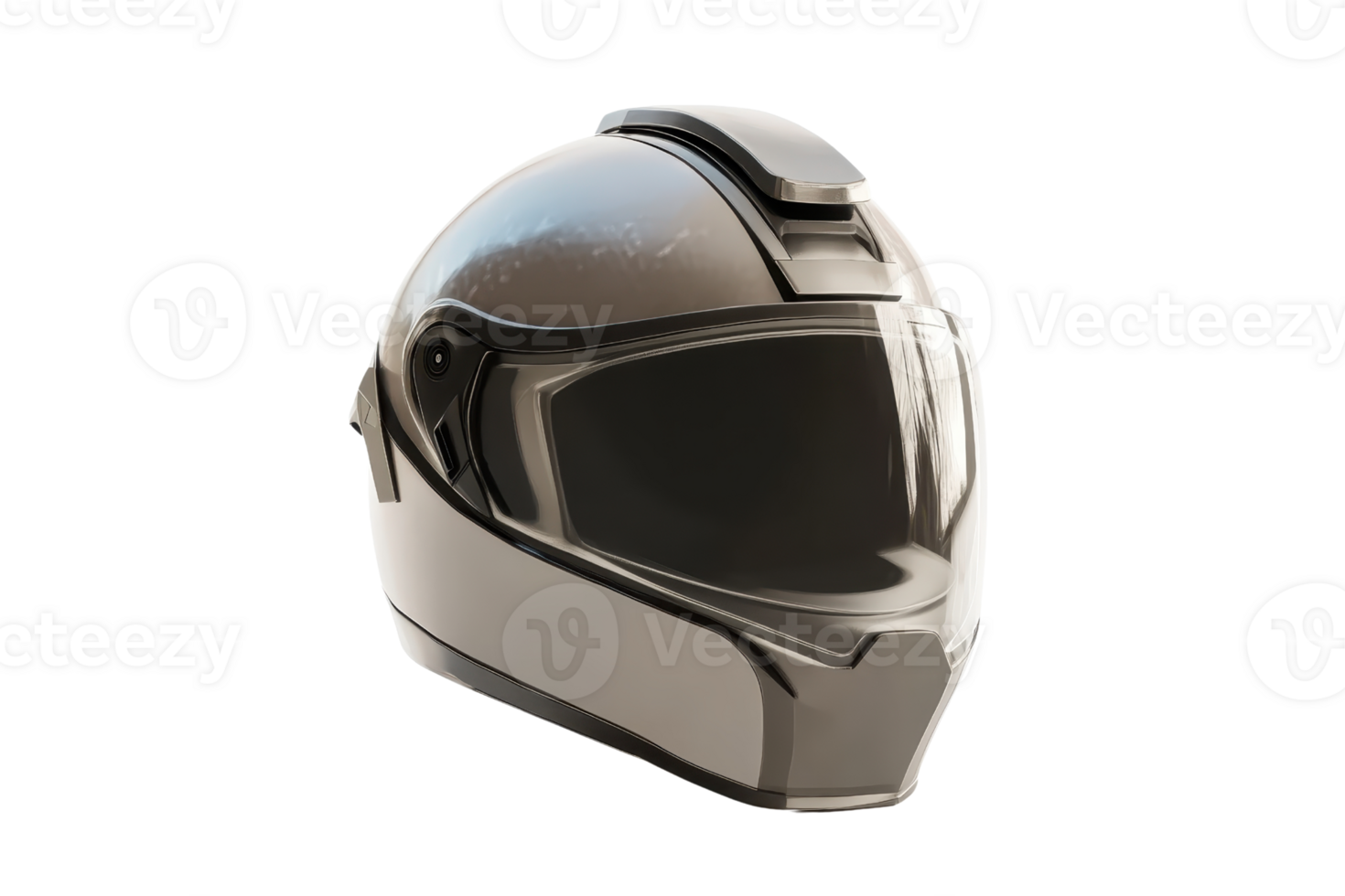 Close-up of a sleek, modern motorcycle helmet with a reflective visor, providing essential safety and style for riders. png