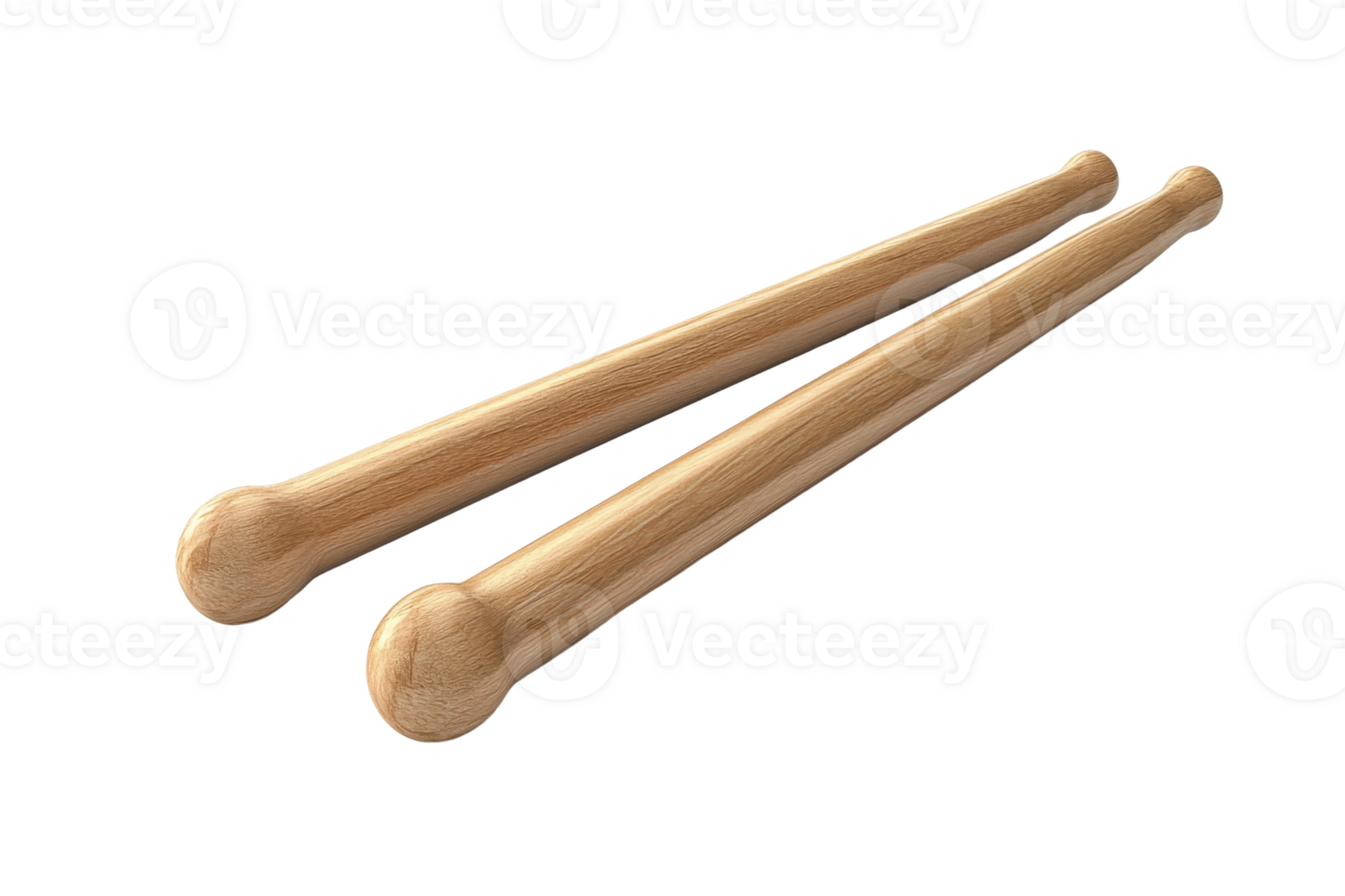 High-quality image of a pair of wooden drumsticks, perfect for musicians and percussionists. Isolated on a transparent background. png
