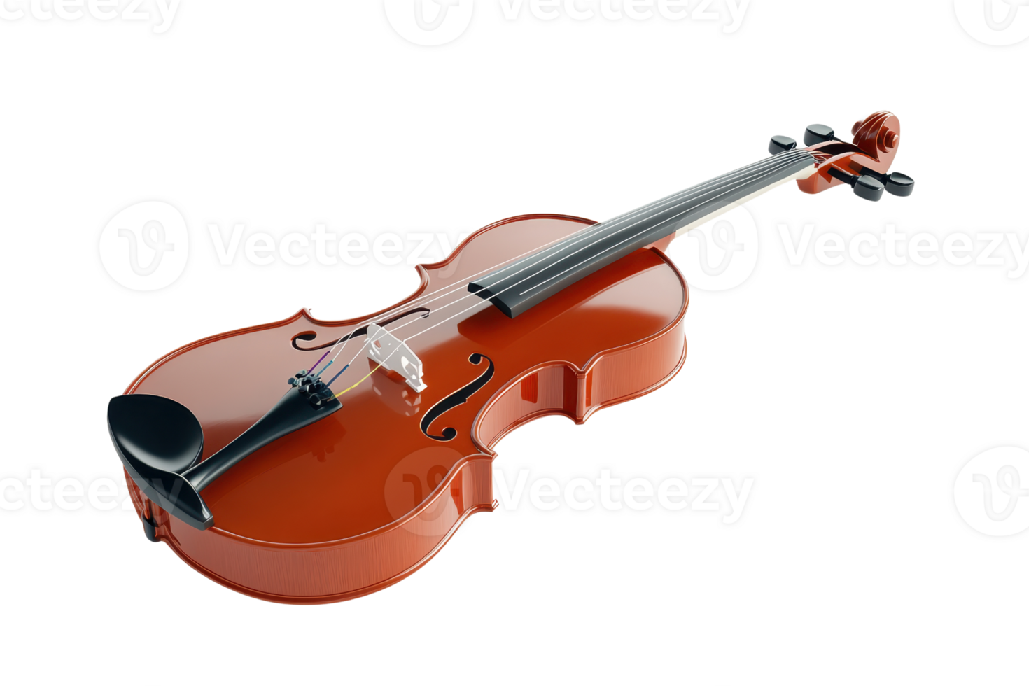 High-quality stock photo of a beautifully crafted violin on a transparent background. showcasing its intricate details and craftsmanship. png