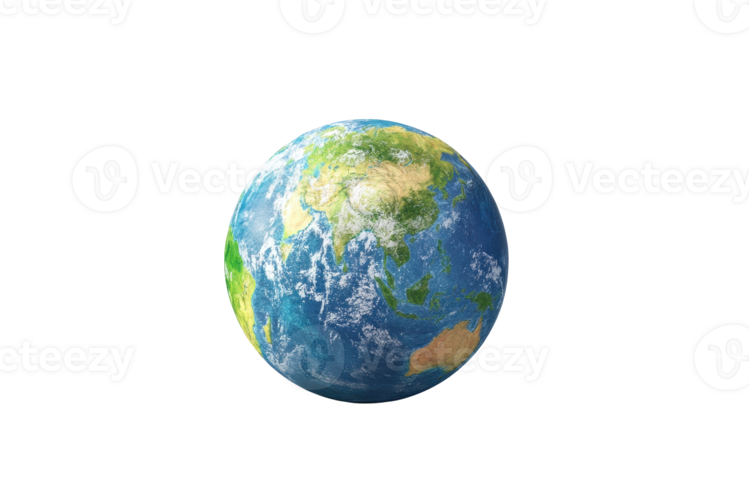 A digital rendering of planet Earth, showcasing continents, oceans, and clouds against a transparent background. emphasizing environmental themes. png