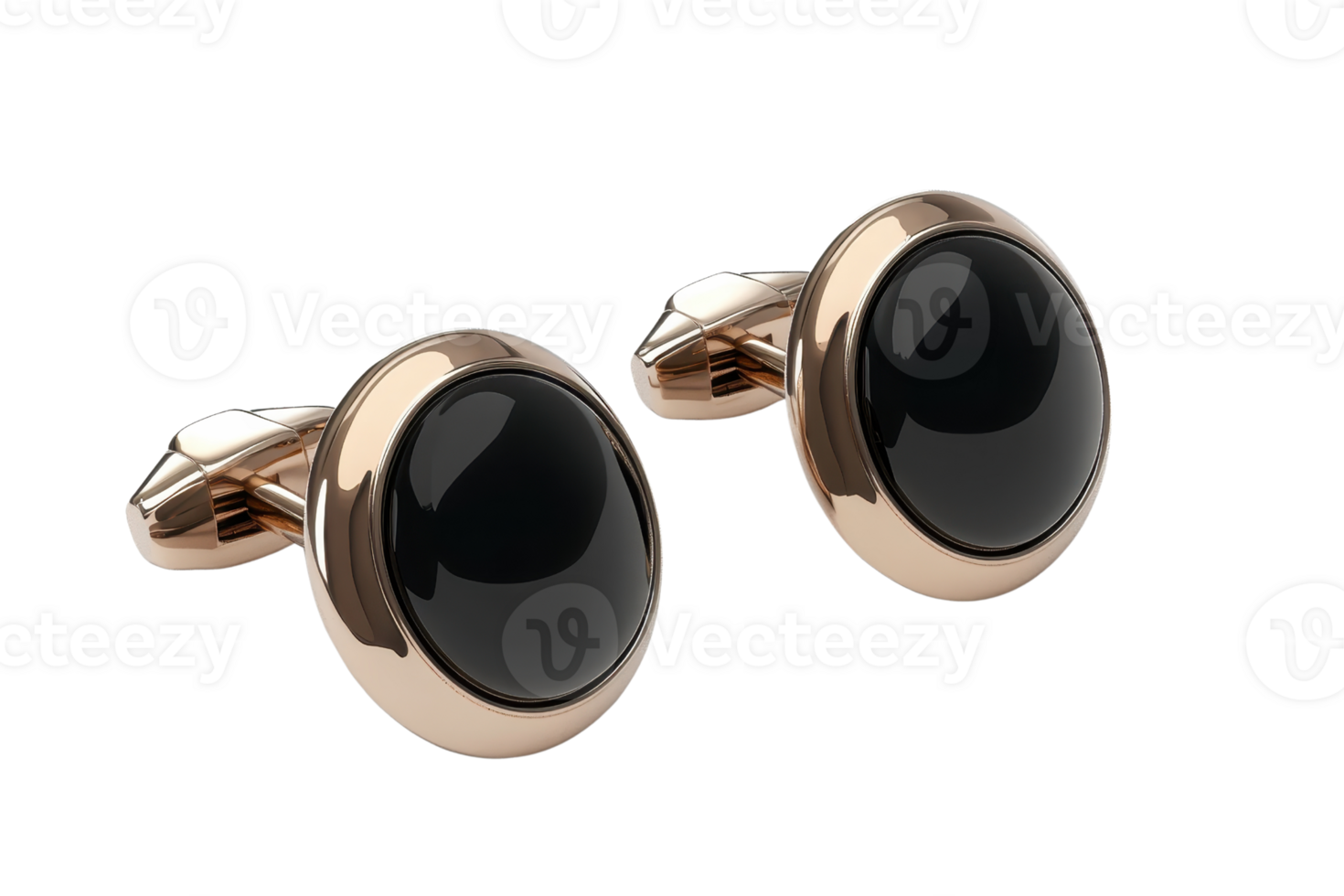 Elegant gold and black cufflinks, perfect accessory for formal occasions, adding sophistication and style to men's wardrobe. png