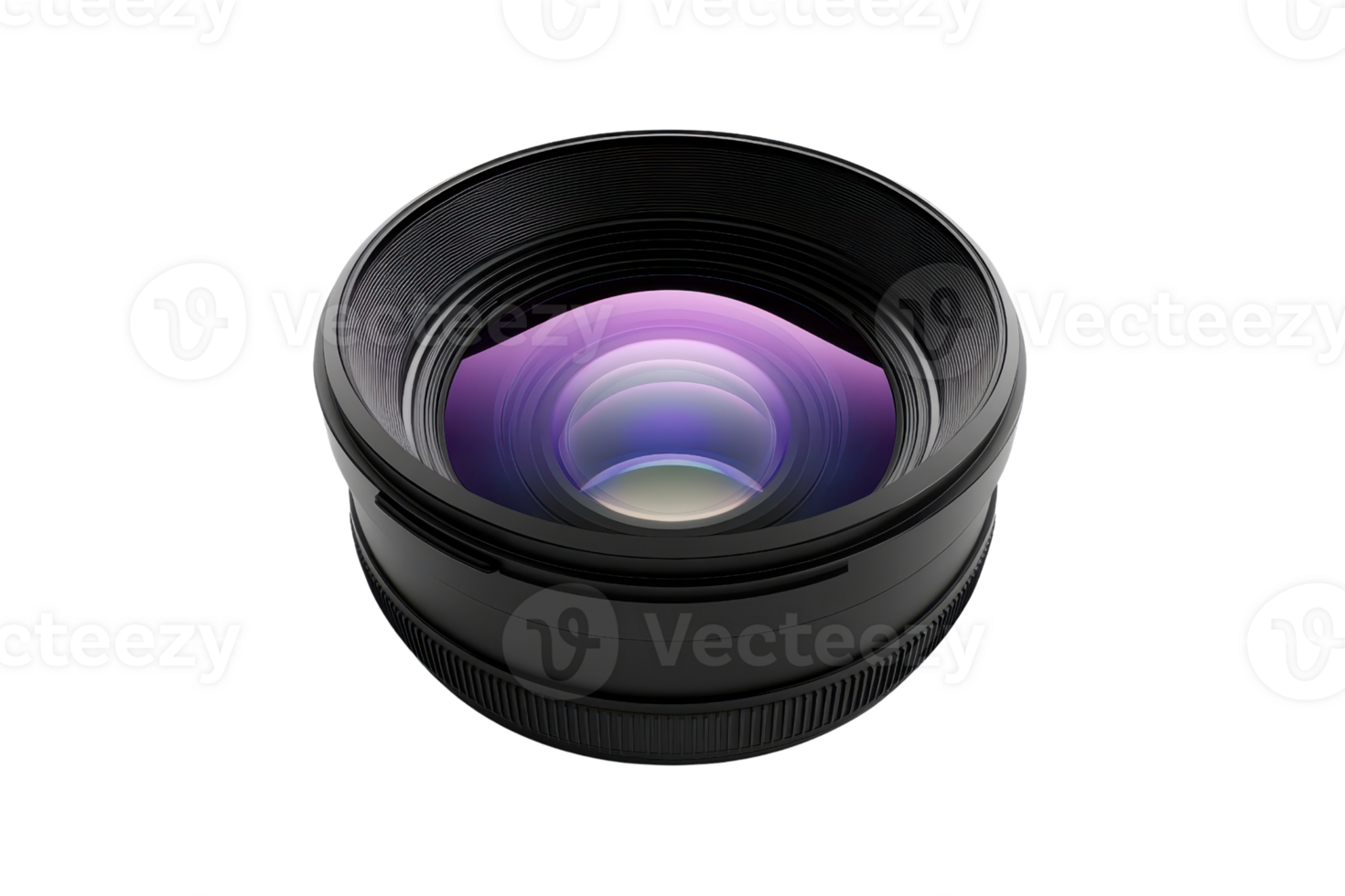 High-quality camera lens with a striking purple reflection, perfect for photography enthusiasts and professional photographers alike. png