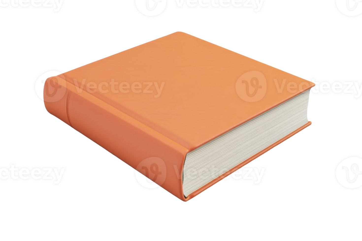 Closed orange book with blank cover and thick pages, perfect for education, literature, study, and academic themes. Ideal for stock images. png