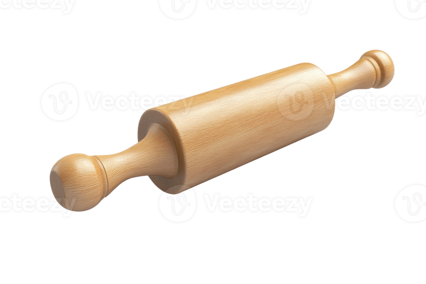 Wooden rolling pin isolated on a transparent background. perfect for baking and cooking projects, featuring a classic cylindrical shape. png