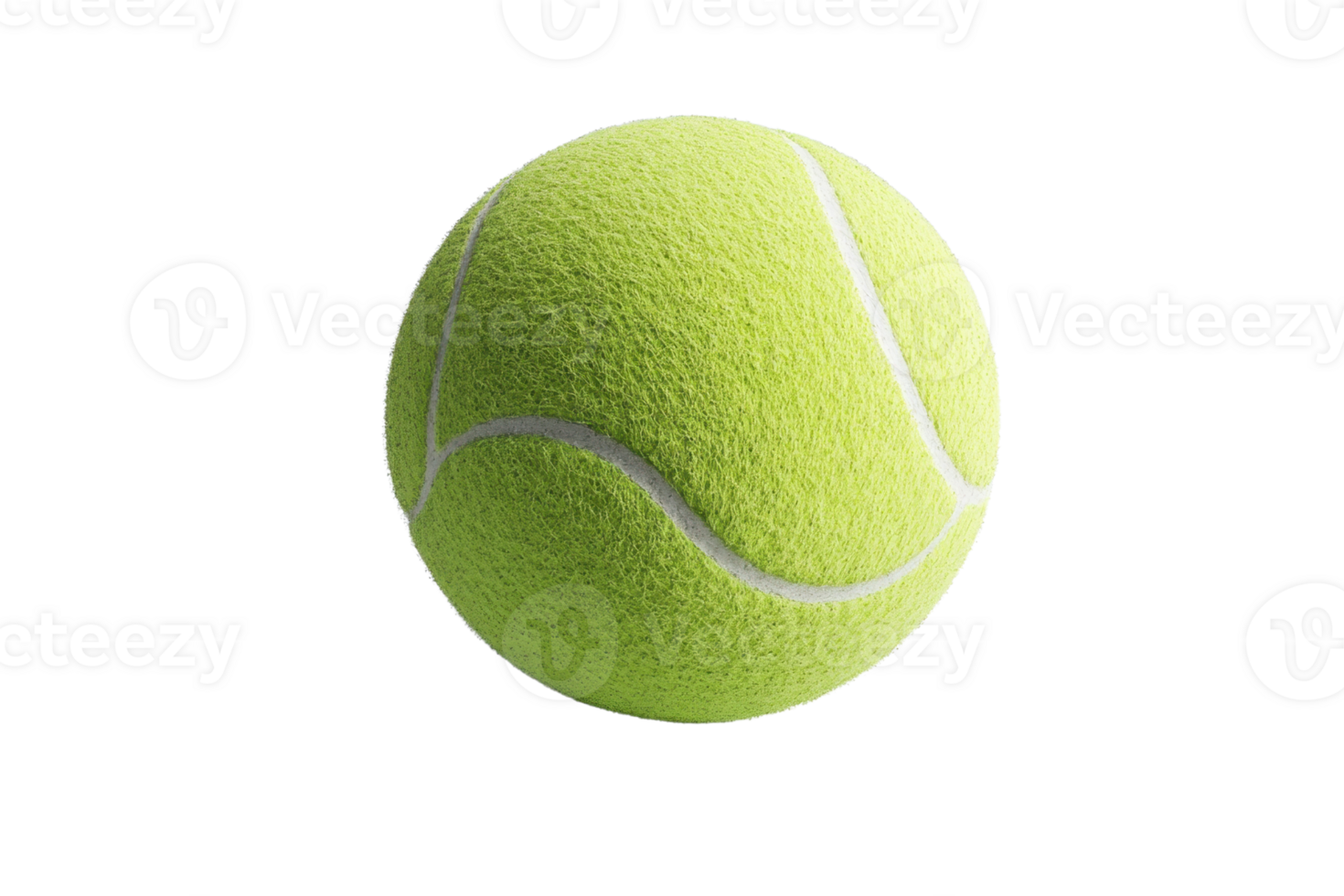 Close-up image of a bright green tennis ball isolated on a transparent background. perfect for sports and recreation concepts. png