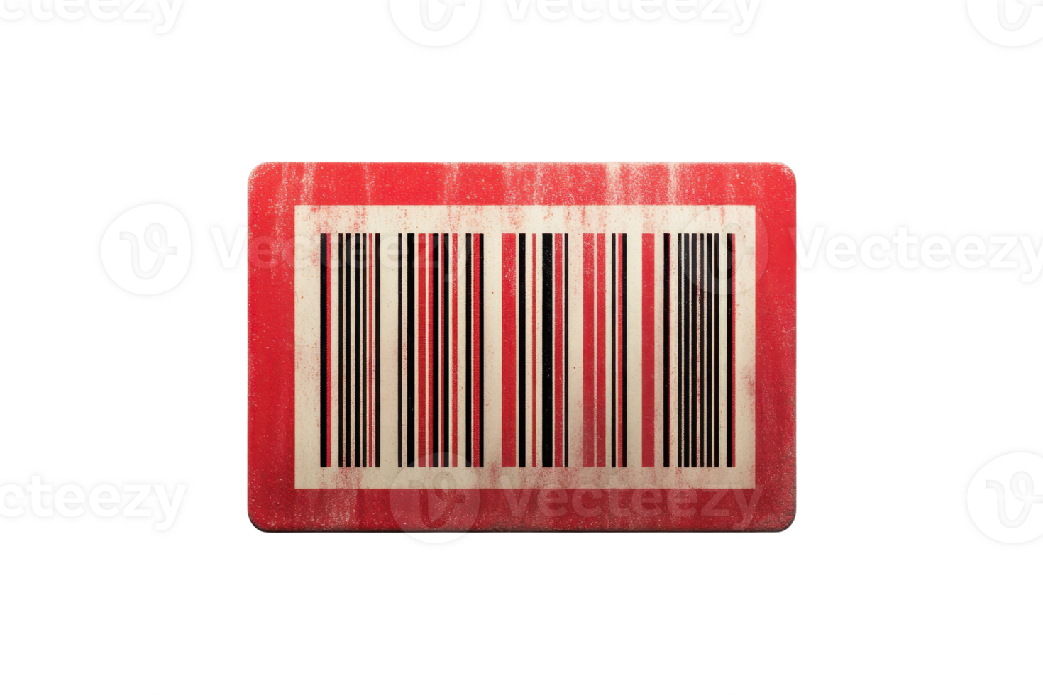 Close-up image of a barcode on a red rectangular object against a transparent background. Perfect for business and inventory applications. png