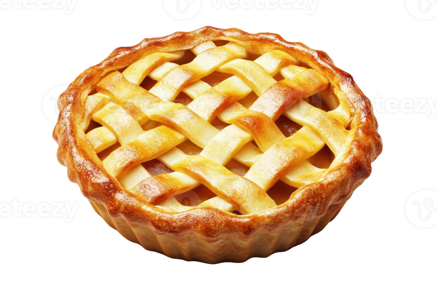 Delicious homemade apple pie with a golden lattice crust. Perfect for dessert, holidays, or special occasions. High-resolution stock photo. png
