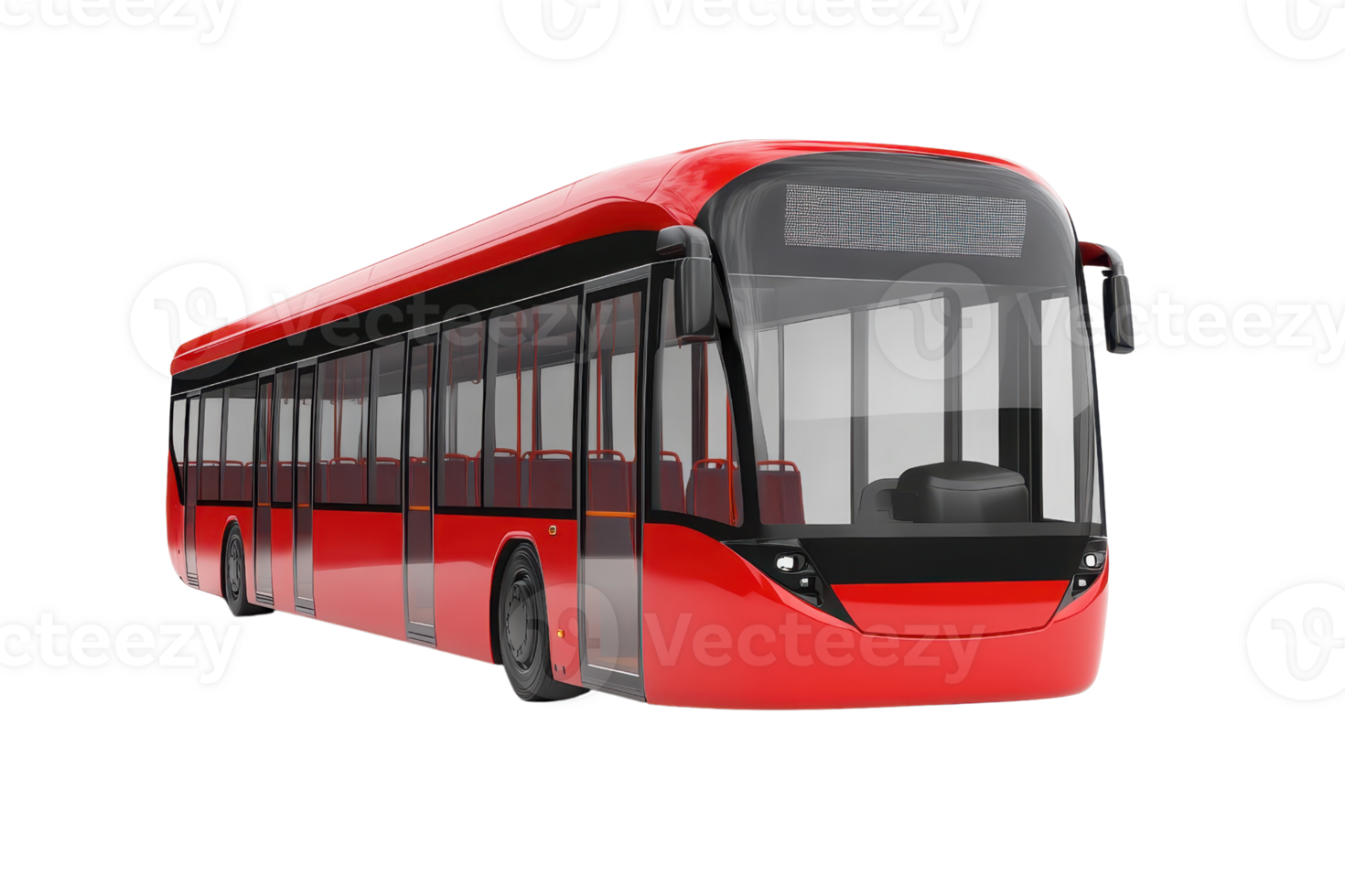 Modern red city bus isolated on transparent background. showing urban public transportation. png