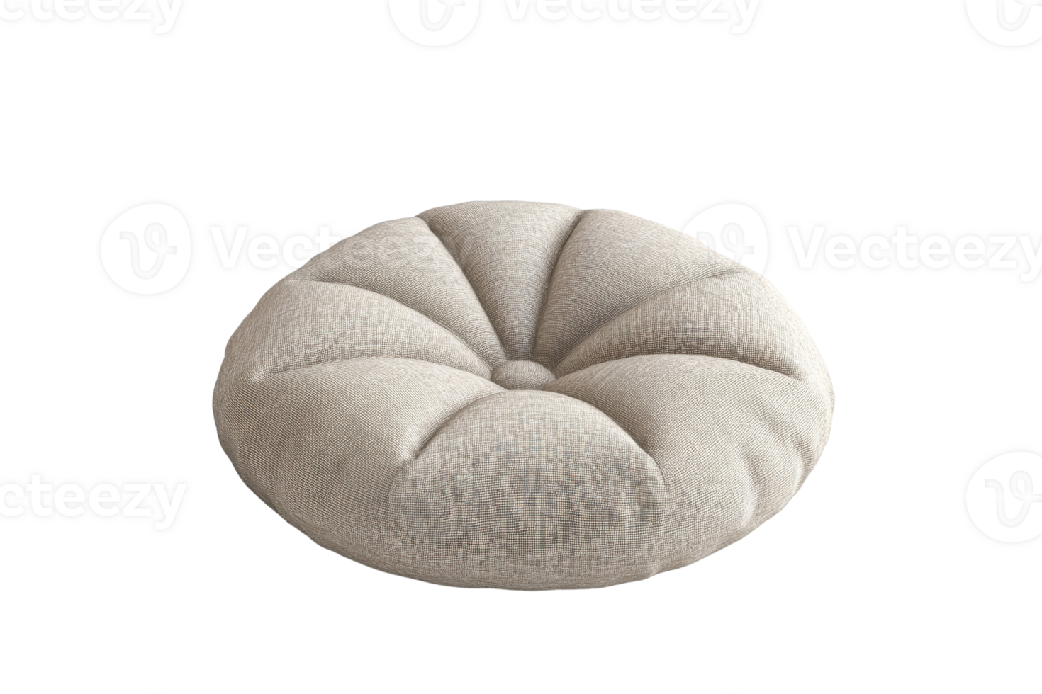 Round beige cushion with a tufted design, perfect for adding comfort and style to any seating arrangement or home decor. png