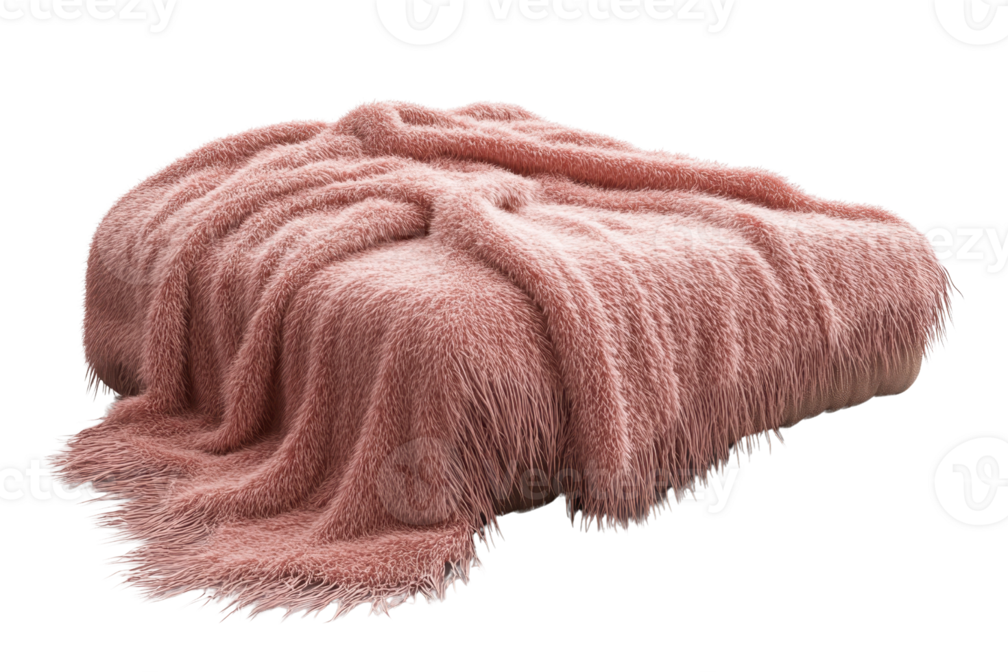 Soft pink fuzzy blanket on a transparent background. Cozy and warm, perfect for home decor, relaxation, and comfort. png