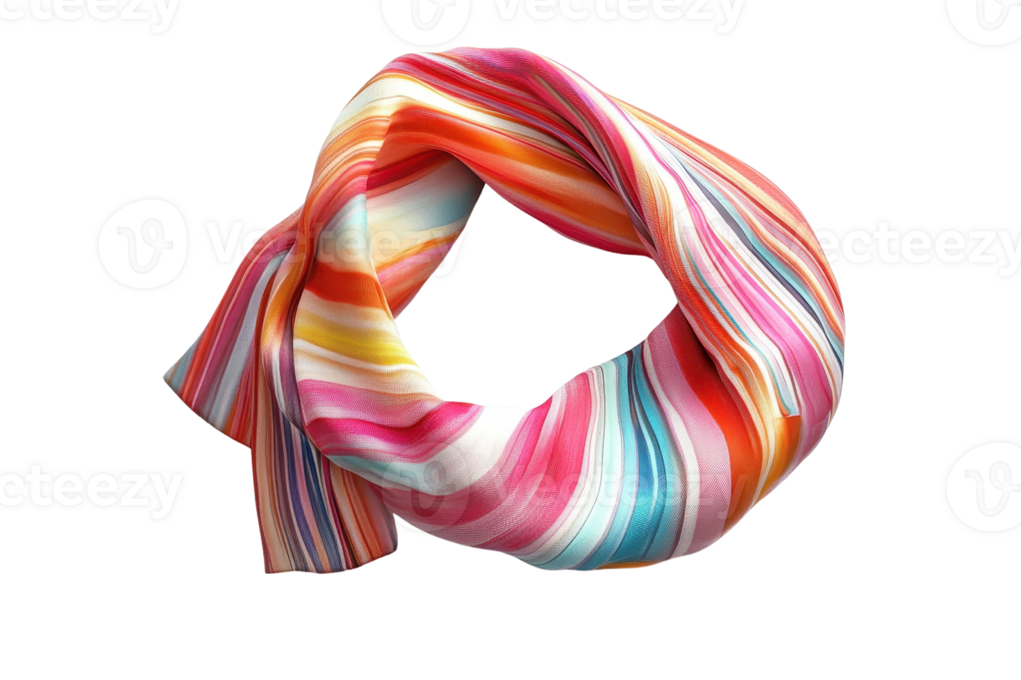 Vibrant colorful scarf with multi-colored stripes, ideal for fashion accessories, style accent, or seasonal wear in various occasions. png