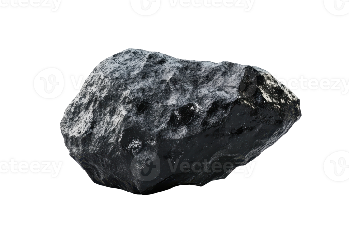 Close-up of a large black coal rock isolated on a transparent background. representing natural resources and fossil fuel energy. png