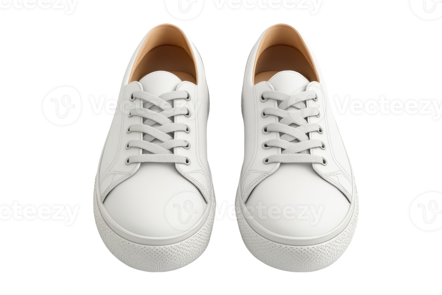 Pair of clean and stylish white sneakers with laces, featuring a simple and modern design for casual wear. png