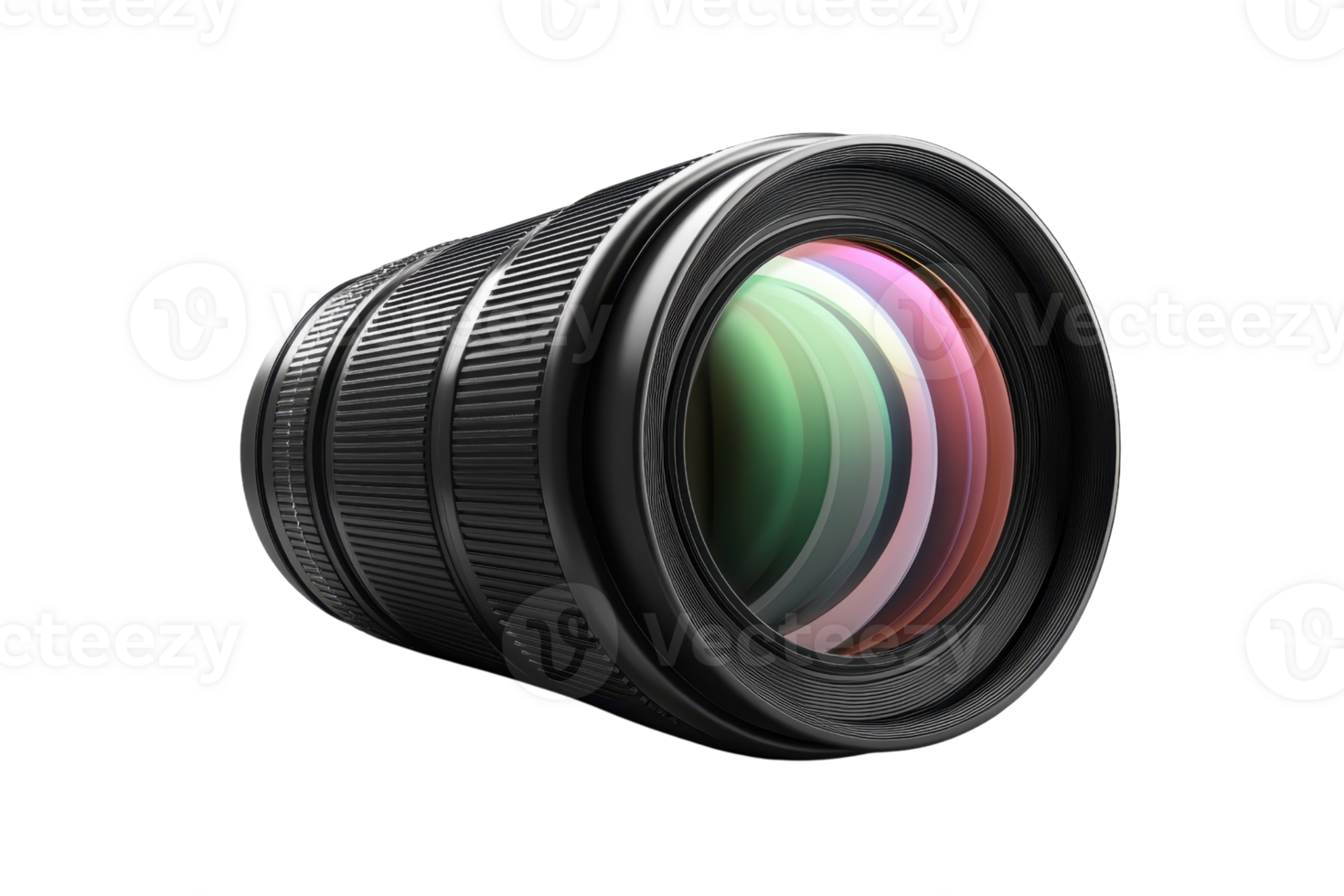 Close-up of a professional camera lens with multi-coated optics. Ideal for photography enthusiasts and professionals. png