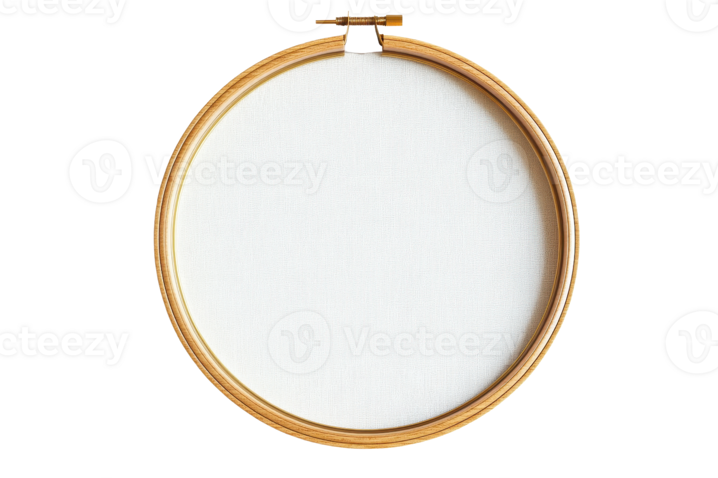 Top view of an empty wooden embroidery hoop on a transparent background. perfect for needlework, cross-stitching, and craft projects. png