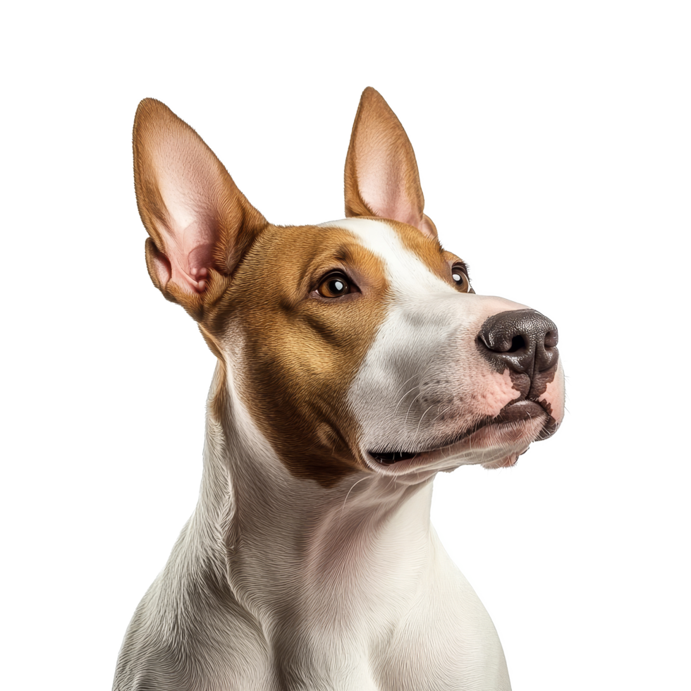 Isolated Bull Terrier dog with distinctive features on a transparent background showcasing its playful personality, Bull Terrier dog isolated on transparent background png
