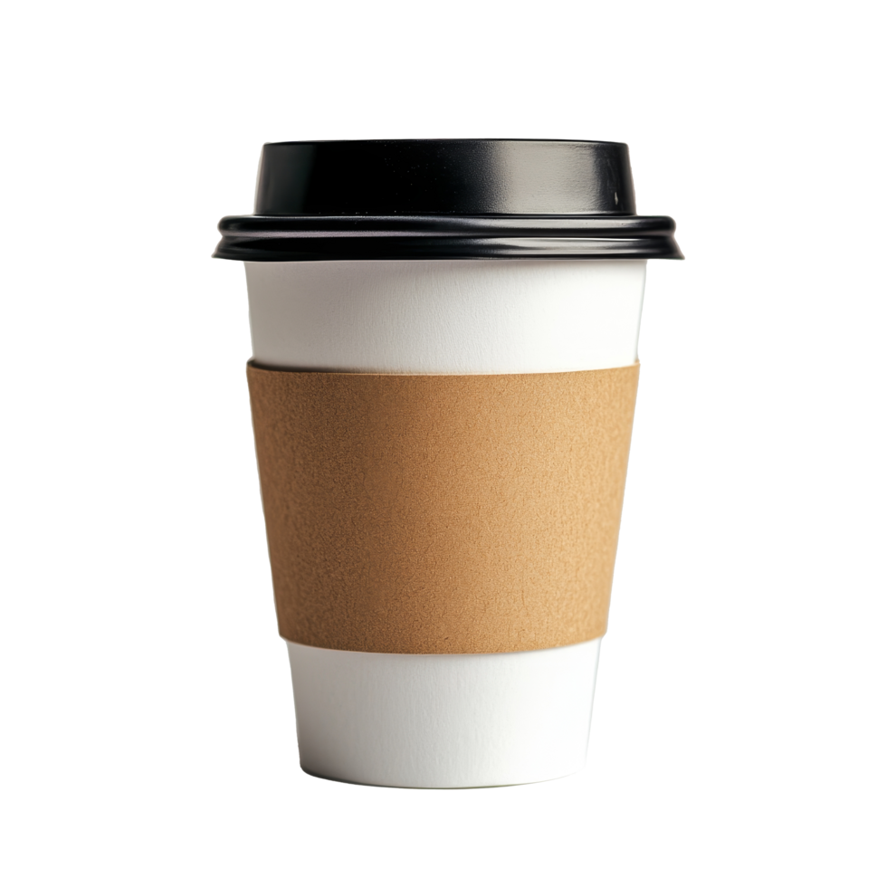 A takeaway coffee cup on a transparent background highlighting the simplicity and convenience of enjoying coffee on the go, coffee to go cup on transparent background png