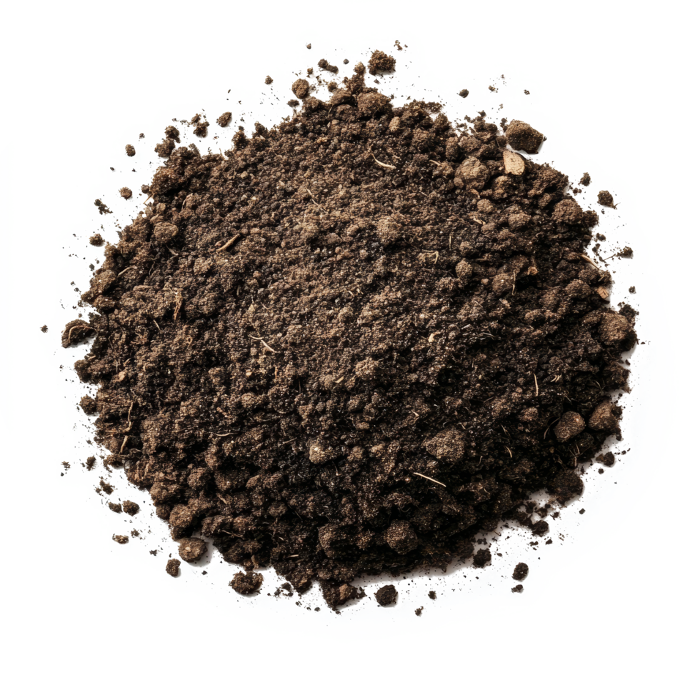 Loose soil isolated on a clean transparent background for natural texture showcasing and gardening applications, soil isolated on transparent background png