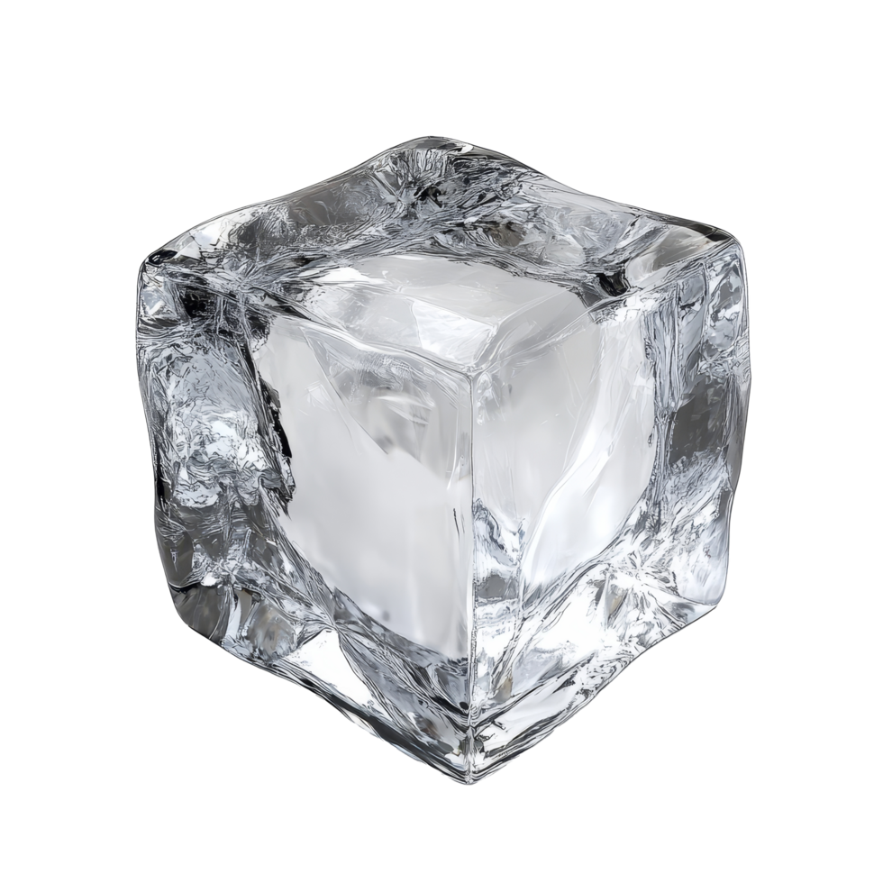 Crystal clear artificial acrylic ice cube square with a stylish design enhances drink aesthetics, Crystal Clear Artificial Acrylic Ice Cubes Square Shape. 3d render on a transparent background png