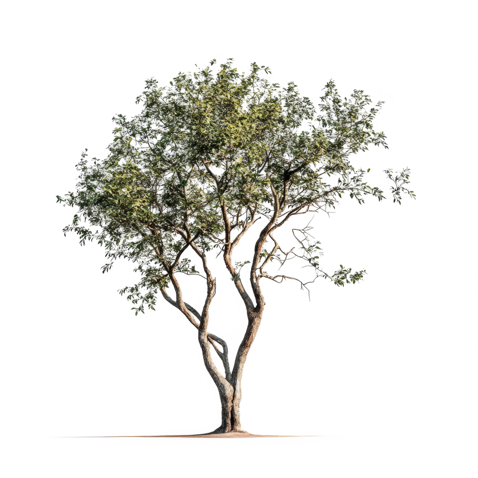 A solitary tree with lush green leaves standing elegantly on a transparent background in bright daylight, Tree isolated on transparent background png