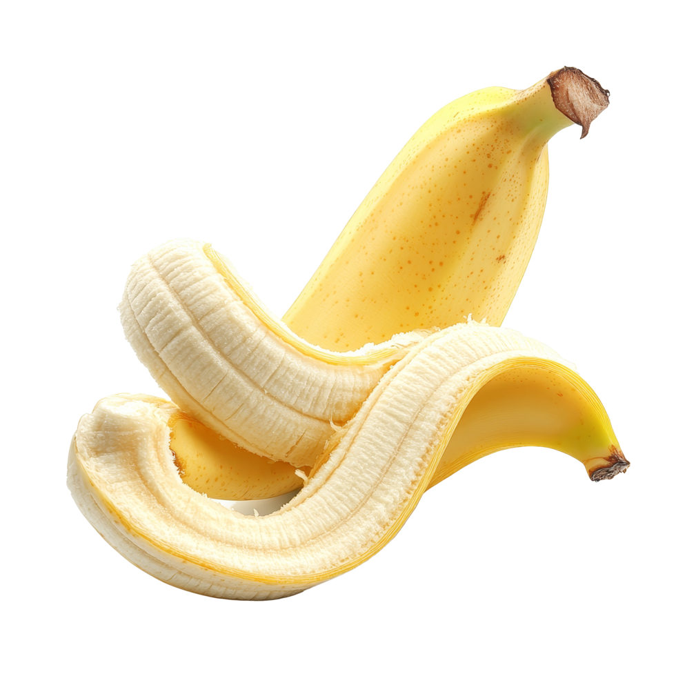 Fresh banana slice isolated on a clean transparent background highlighting its vibrant texture and color, Peeled banana slices isolated on transparent background png